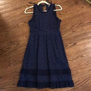 J. Crew eyelet dress 2 navy ruffle sleeveless xs